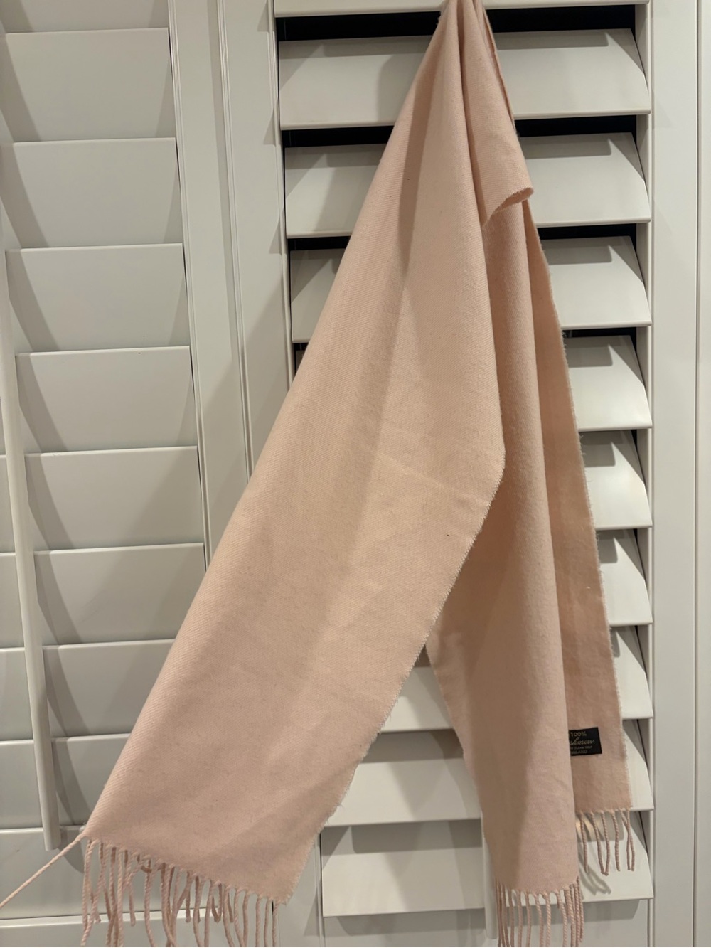 Vintage 100% Cashmere Scarf - Pale Pink